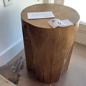 ROUND SOLID TEAK STOOL/SIDE TABLE 16"H