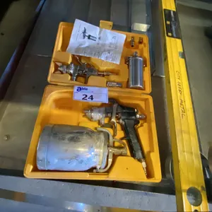 AIR PLUS PNEUMATIC PAINT SPRAYER SET IN HARD TRANSPORT CASE WITH SMART TOOL DIGITAL LEVEL
