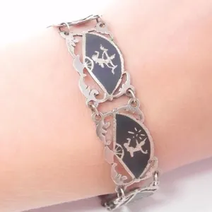 STERLING SILVER NIELLO PANEL BRACELET 13.9g