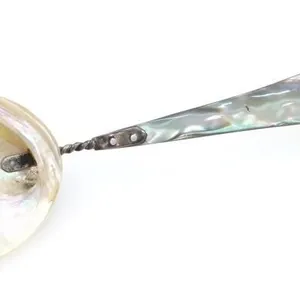 ABALONE NATURAL SEASHELL CARVED SPOON 6"