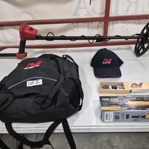 Minelab Metal detector with Profind precision pinpoint, hat, watch, backpack and books