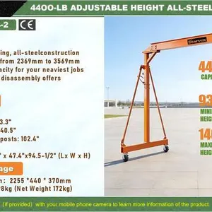 2026 STARVOX JT2-4-2 4400 lb Adjustable Height All-Steel Gantry Crane (Unused)