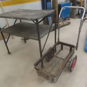 2 Metal Homemade Rolling Parts Tables, 36x24x36, and Rolling Cart