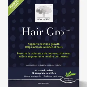 NEW NORDIC HAIR GRO - 60 VEGAN TABLETS, NATURAL HAIR GROWTH PRODUCT WITH BIOTIN -N E: 12/2028