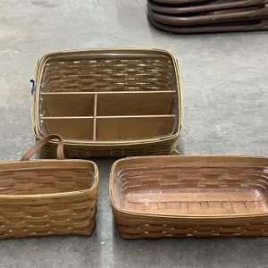 3 - Longaberger Baskets w/Plastic Inserts