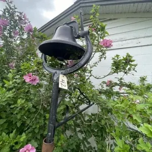 Cast Iron Bell on Post w/Sign Holder - 15" Dia