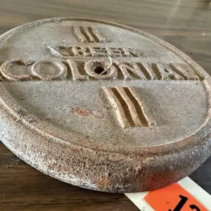 Green Colonial cast iron stove lid