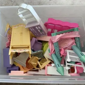 Tote of doll furniture