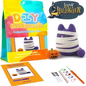 Halloween Crochet Kit for Beginners, Cat & Pumpkin