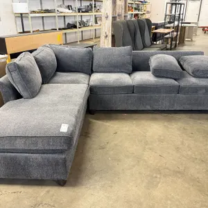 2-Section Gray Upholstered Sectional Sofa, 78in x 72in