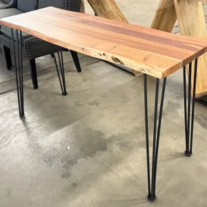 Wood Table With Metal Hairpin Legs, 50" x 18"