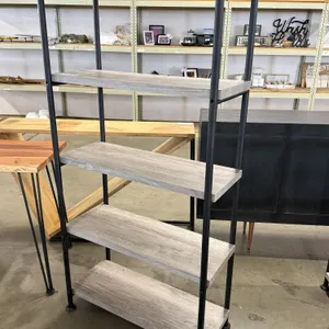 Metal Frame Wood Shelf Bookcase, 32in x 13.5in