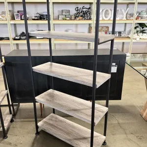 Metal Frame Wood Shelf Bookcase, 32in x 13.5in