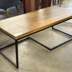 Wood and Metal Coffee Table, 48" x 22"