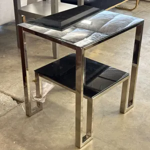 Glass and Metal Side Table, 24" x 20"