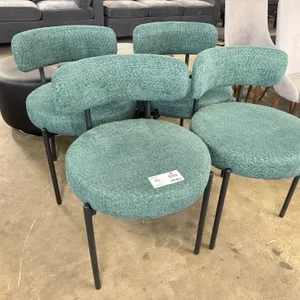 (4) Contemporary Upholstered Side Chairs, Curved Backrest, Metal Legs