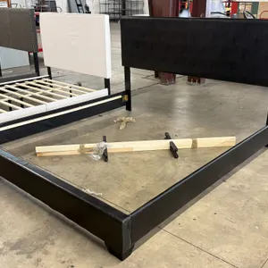 Upholstered Bed Frame with Headboard and Center Support, Overall Dimensions 84" x 78"