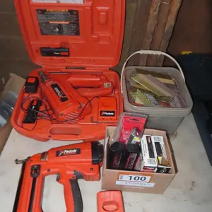 Lot - Paslode Impulse Cordless Air Nailer and 16 Gauge Finishing Nailer, w Nails (SpruceGrove area).