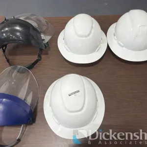 (3) HARDHATS & (2) FACE SHIELDS