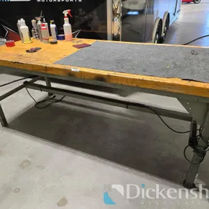WOOD AND STEEL WORK TABLE