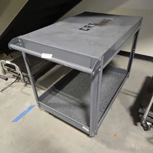 GRAY METAL TWO TIER UTILITY CART