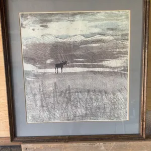 Framed Moose Print Signed by Artist