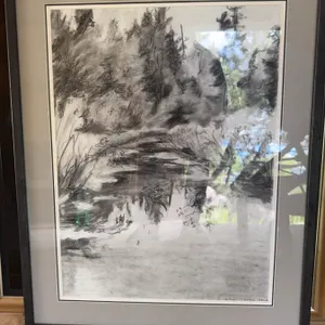 Charcoal Drawing "Ho River S of Burkton" D. W