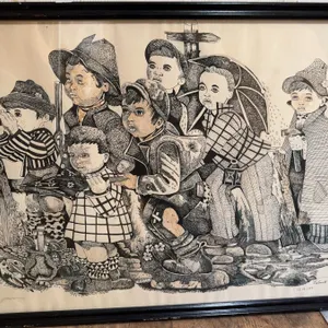 Patrick Albert Drawing of Children, 1987