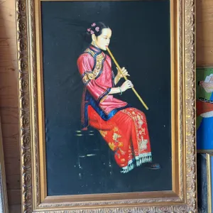 Framed Painting of Woman With Flute