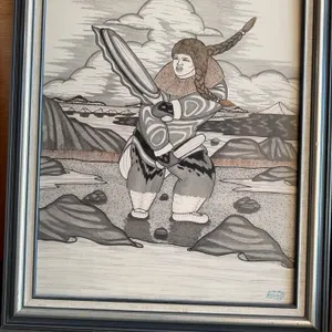 Framed Drawing by Farley Mowat, 1983