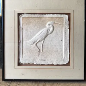 Framed Paper Relief Art of Egret