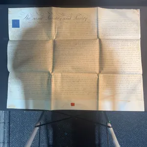 Handwritten Legal Document with Blue Revenue Stamp, Signed by John Locke