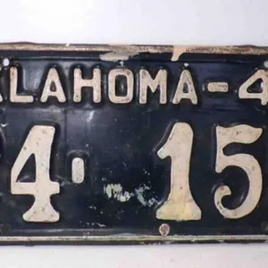 1946 Oklahoma License Plate Blue w/White Letters
