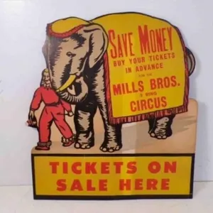 1950s Mills Bros 3 Ring Circus Ticket Sales Advert