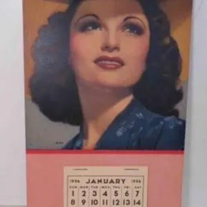 1956 Litho Calendar "Anita" Pin Up Art NOS New Old