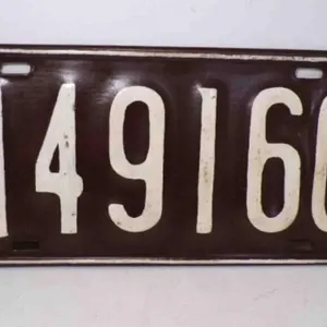 1921 Oklahoma License Plate Brown w/White Letters