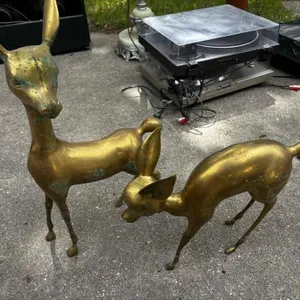 Large size Brass Deer Faun Pair ornament