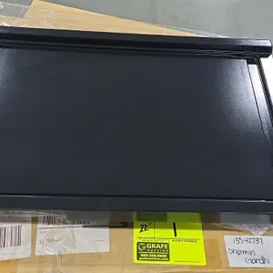 Dacor ARG48 griddle plate. Designed for select Dacor ranges. Features a black finish with an integrated grease trough. Measures 22"D.