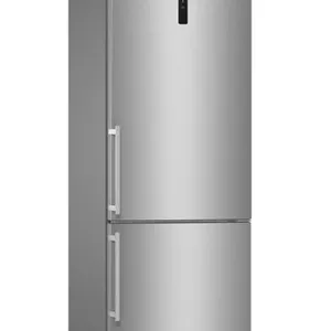 Smeg FC20UXDNE 24" bottom-freezer refrigerator. Features stainless steel finish, bottom freezer, ice maker, and right-hinged door. Electrical: 120V, 6