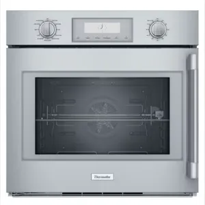 Thermador POD301LW 30" stainless steel electric built-in single wall oven. Features a left-hinge door. S/N: 823120200014000227. Electrical: 208/240V, 