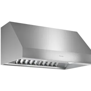 Thermador PH36GWS Pro Grand Series stainless steel wall-mount range hood. Features baffle filters, integrated cooktop lighting, and multi-speed push-b