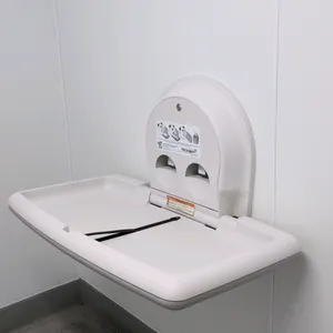 Koala Kare baby changing station. Features a wall-mounted horizontal folding design, integrated dual liner dispensers, Microban antimicrobial protecti