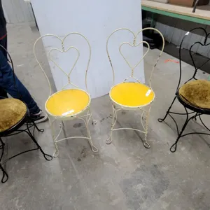 These Are Vintage-Style Metal Wrought Iron) Bistro or Garden Chairs Featuring a Heart-Shape 4x