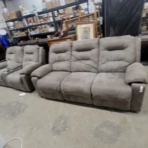 Gray Microfiber Modular Reclining Sectional Sofa With Cup Holder and Storage Console 84" Andluv