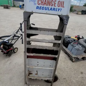 Vintage Service Station Rolling Oil Rack 19 x 21 x 55"