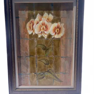 Framed Floral Oil Painting on Canvas