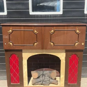 REMA Arioso Phono-Sonic Stereo Console with Faux Fireplace Bar