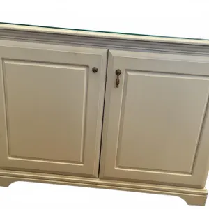 White Wood Bedroom Suite With Glass Tops And Brass Handles