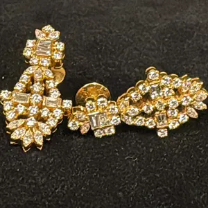 PAIR APPROX 20K+ EARRINGS SET WITH DIAMONDS (.0225-.03CT, 13.5G)