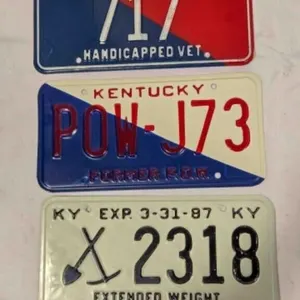 3 vintage Kentucky license plates